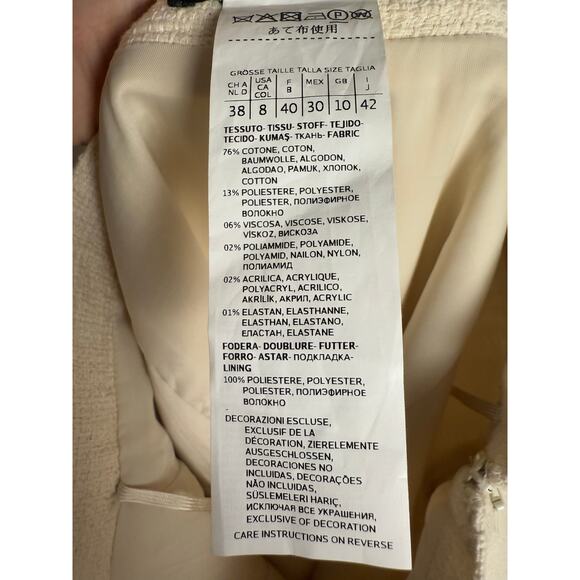 MaxMara Weekend Cream Tweed A-Line Knee Length Skirt Size 8 - Picture 10 of 10
